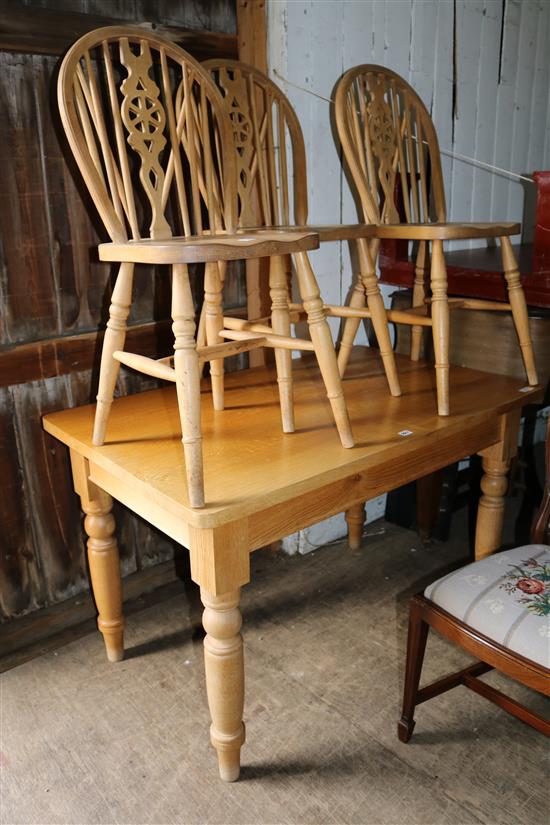 Light oak kitchen table and three chairs